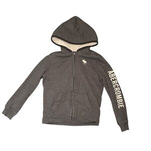 Abercrombie Kids Charcoal Sherpa Lined Zip-Up Hoodie Size 11/12